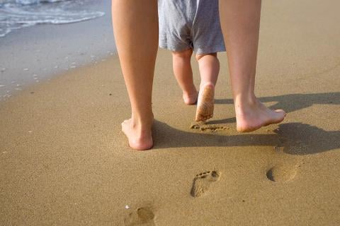 Father and daughter footprints in the sand | Travel Nation
