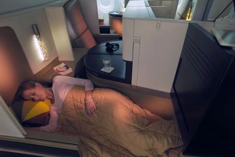Grainne flew Business Class with Etihad Airways via Abu Dhabi