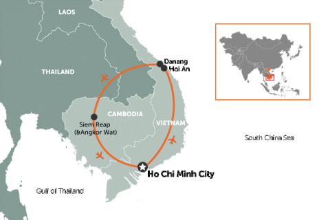 How to combine Vietnam's East coast & Angkor Wat in one trip | map