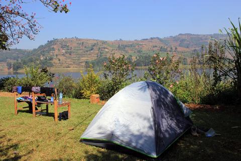 Camping at Lake Bunyoni, Uganda