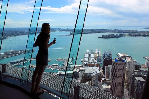 Anna at the Sky Tower in Auckland, New Zealand