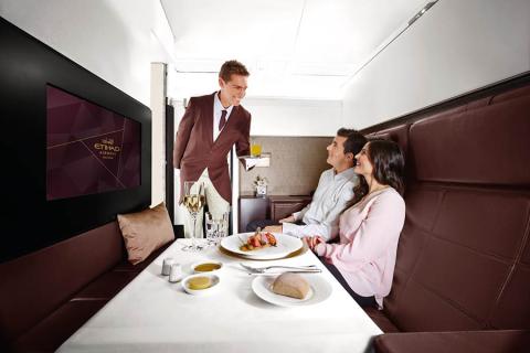 During the flight, you’ll be waited on by a Savoy-trained Etihad butler