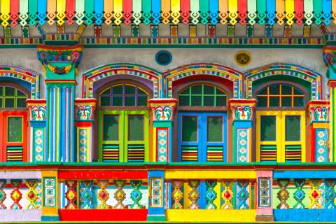 A colourful building facade in Little India