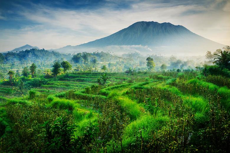Discover the dramatic landscapes surrounding Mount Agung