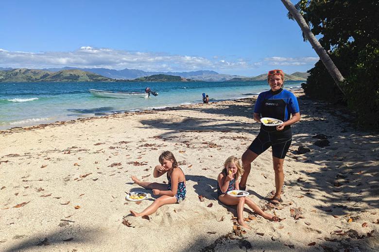 Chris's family on the beach in Fiji | Travel Nation