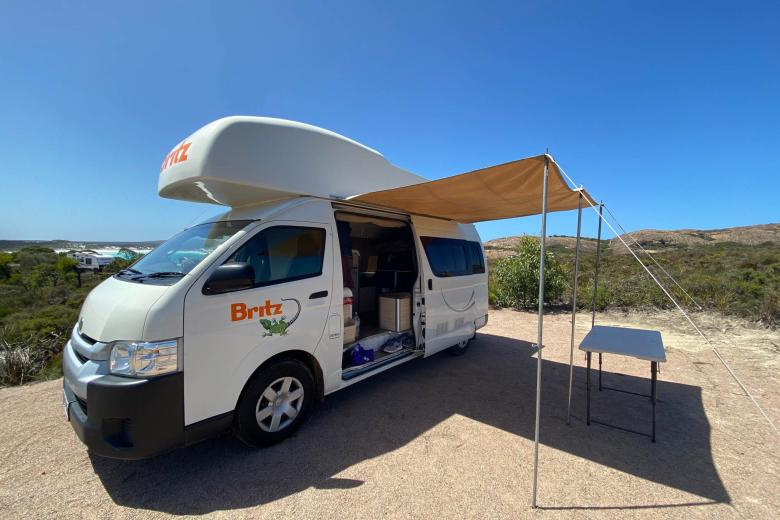 Britz HiTop van at Lucky Bay campsite | Travel Nation
