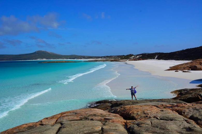 Milly enjoying the endless sands at Lucky Bay, WA | Travel Nation