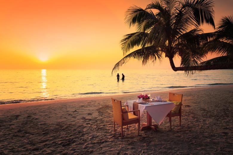 Romantic dinner at sunset in Bali