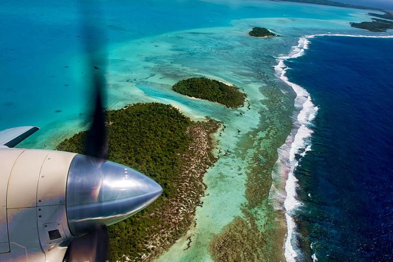 Aerial view of Aitutaki lagoon