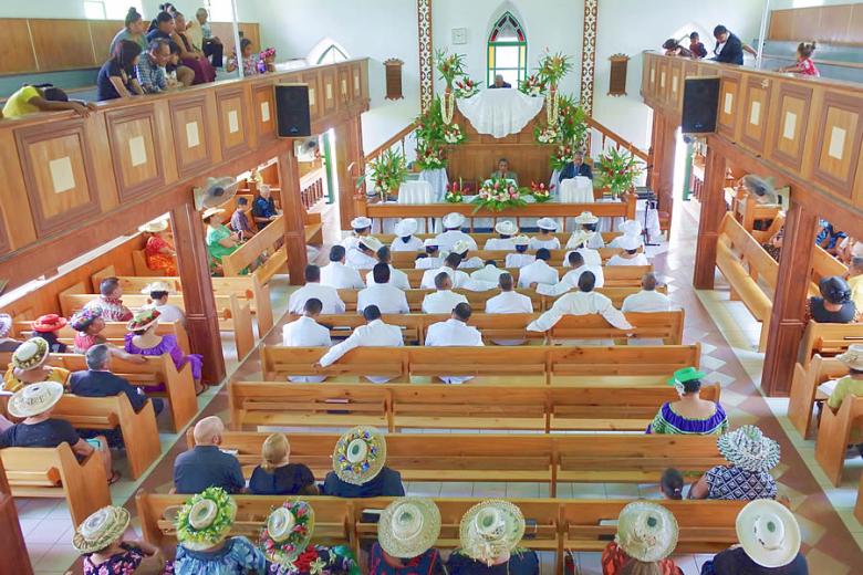 Inside a church in the Cook Islands