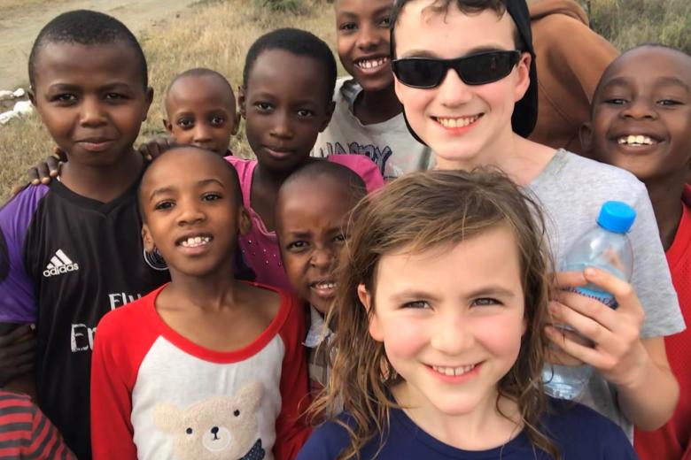 Jonny's kids with local Maasai children
