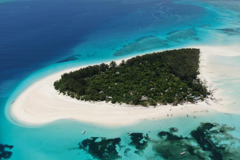 Aerial view of Mnemba Island, Zanzibar