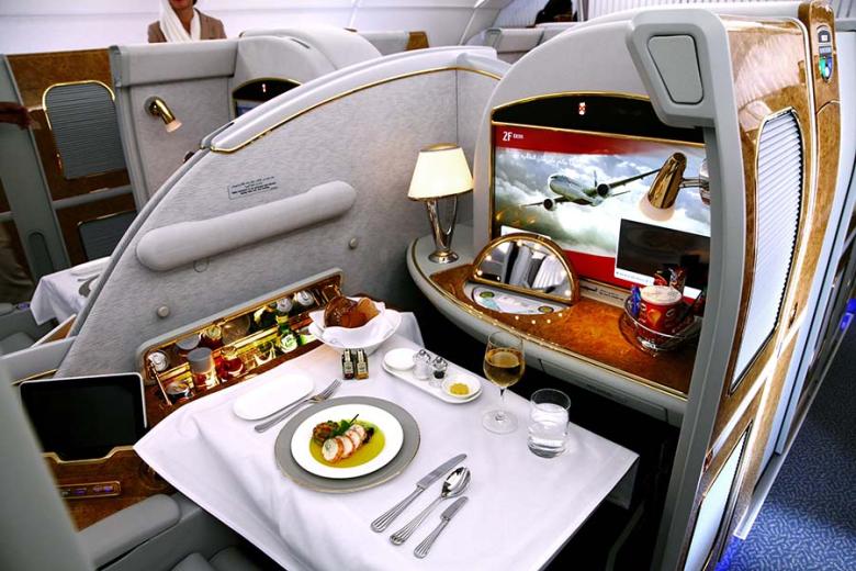 Emirates business class cabin