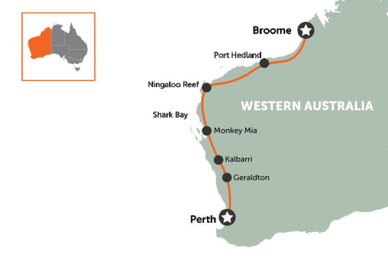 West coast: Perth to Broome | map