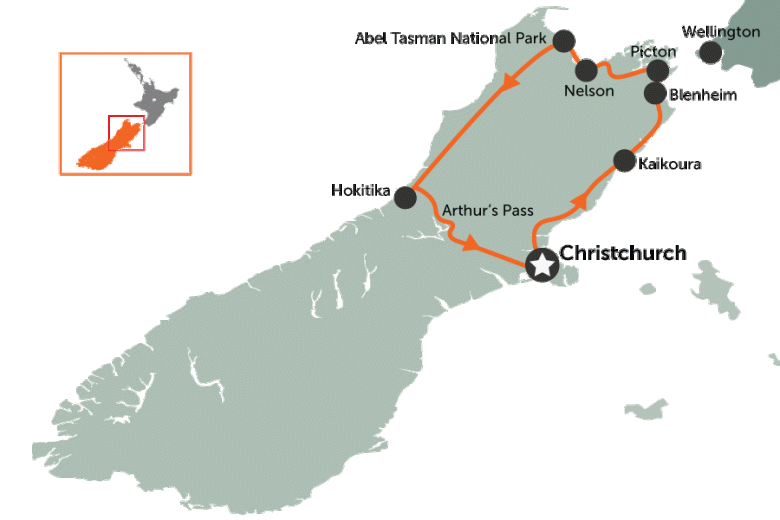 South Island: Christchurch North Loop | map