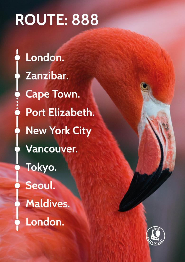 Travel Nation Round The World Flight Route 888 | London - Zanzibar - Cape Town - Port Elizabeth - New York - Vancouver - Tokyo - Seoul - Maldives - London
