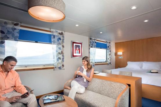 The ship accommodates 90 guests and crew in spacious cabins