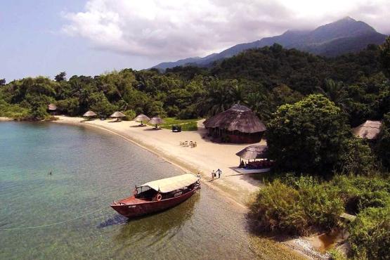 Kungwe Beach Lodge sits on the shores of Lake Tanganyika