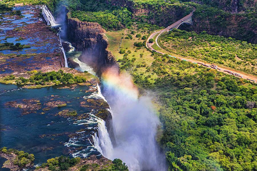 Admire the largest waterfall in the world at Victoria Falls