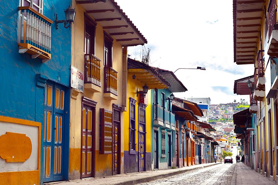 The cobbled streets of Loja, Southern Highlands, Ecuador