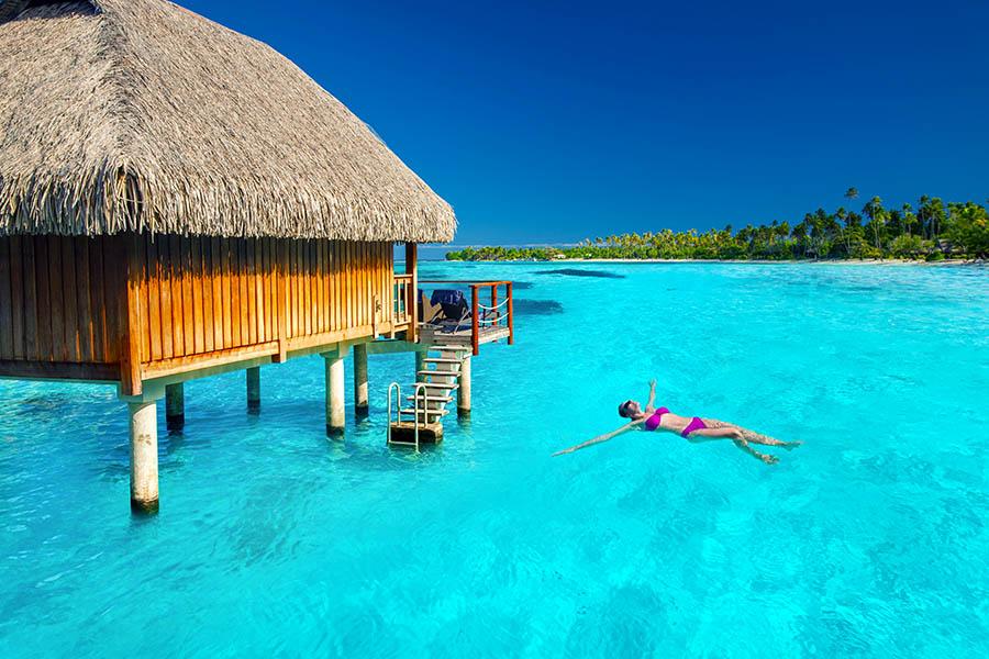 Overwater bungalow in French Polynesia