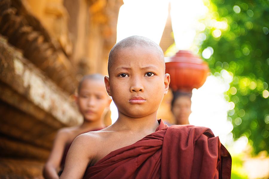 Young Buddhist monks, Bagan, Myanmar