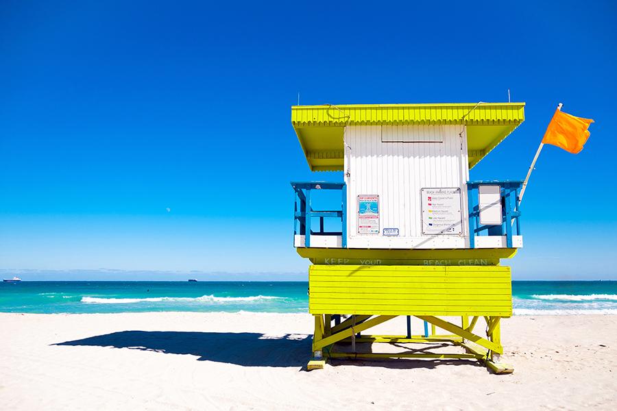 Lifeguard tower on Miami Beach, Florida, USA