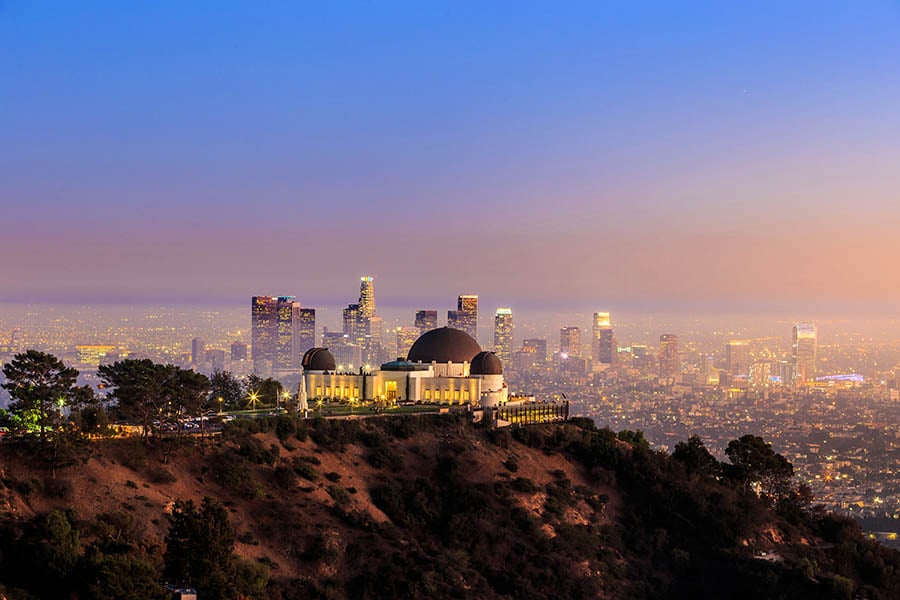 The Griffith Observatory offers 365 degree views over LA