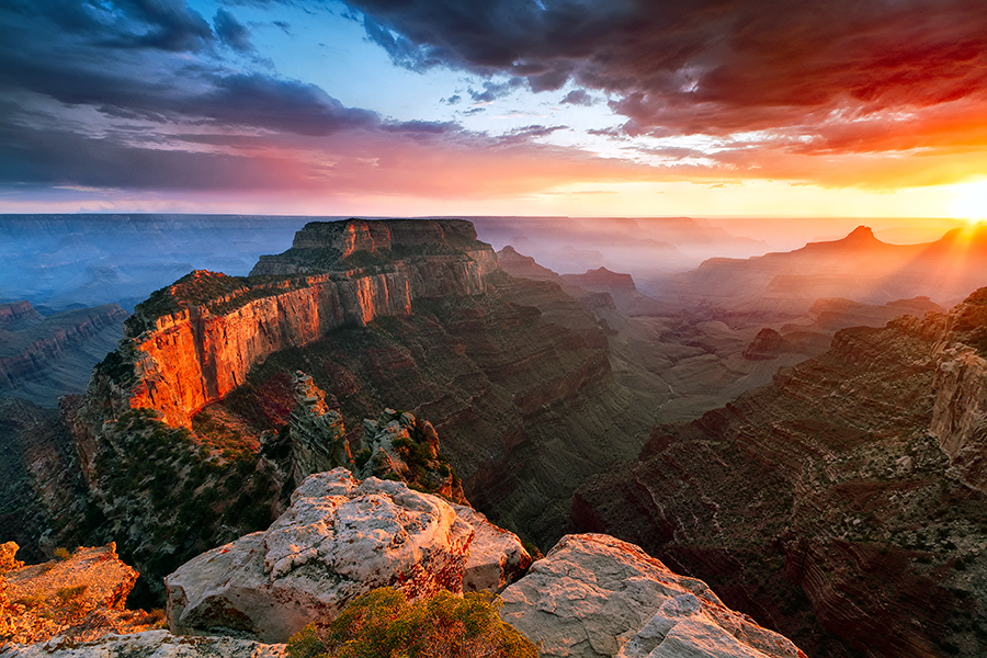 The Grand Canyon North Rim at sunset, USA