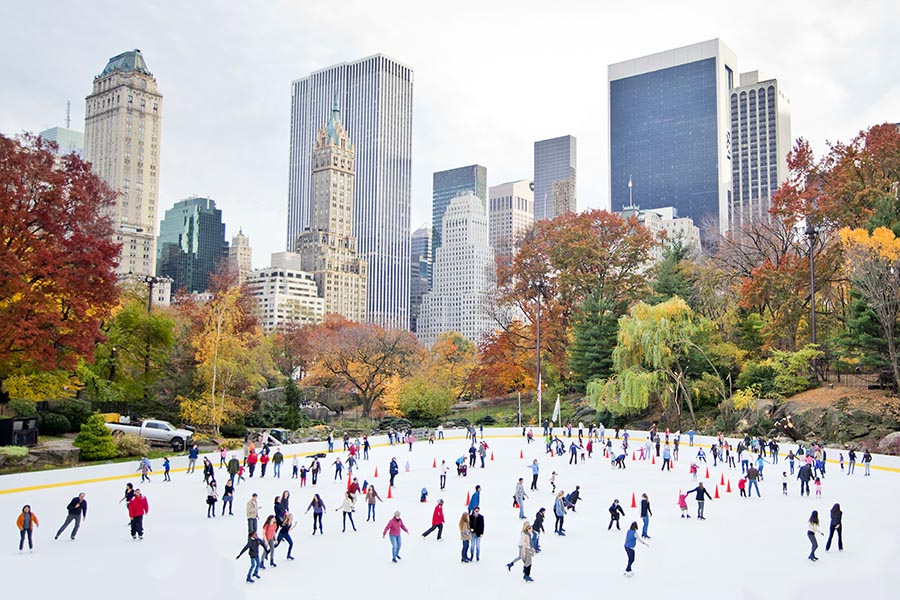 Ice skaters in Central Park, NYC